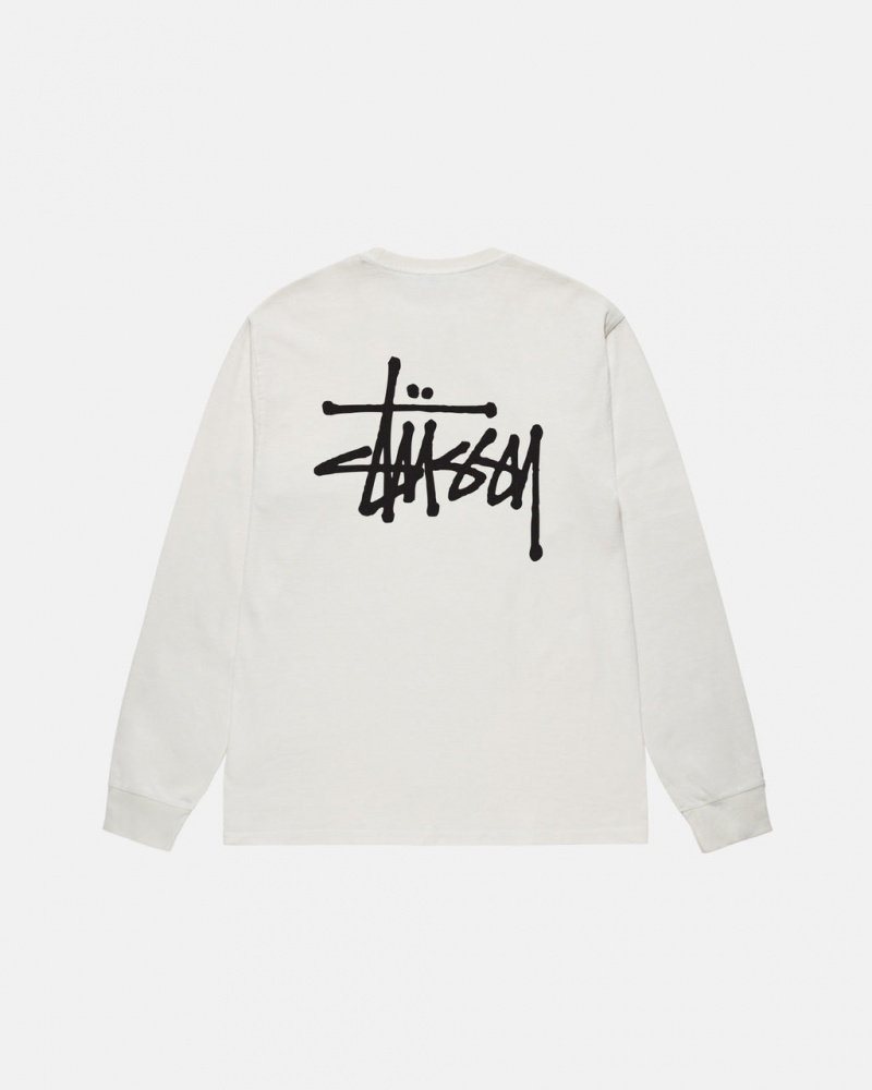 Stussy Basic Stussy LS Tee Pigment Dyed Moški T Shirt Bež Slovenija | NYT-8298