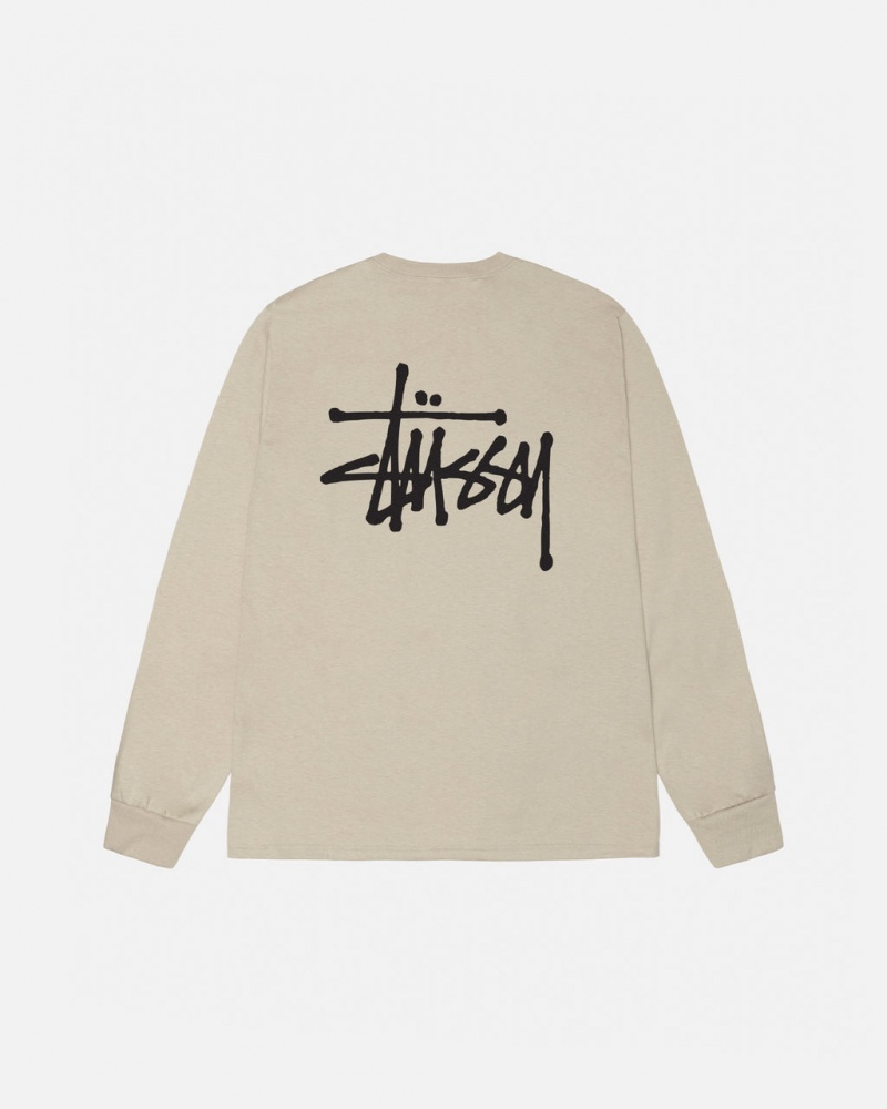 Stussy Basic Stussy Ls Tee Moški T Shirt Kaki Slovenija | FGD-6890