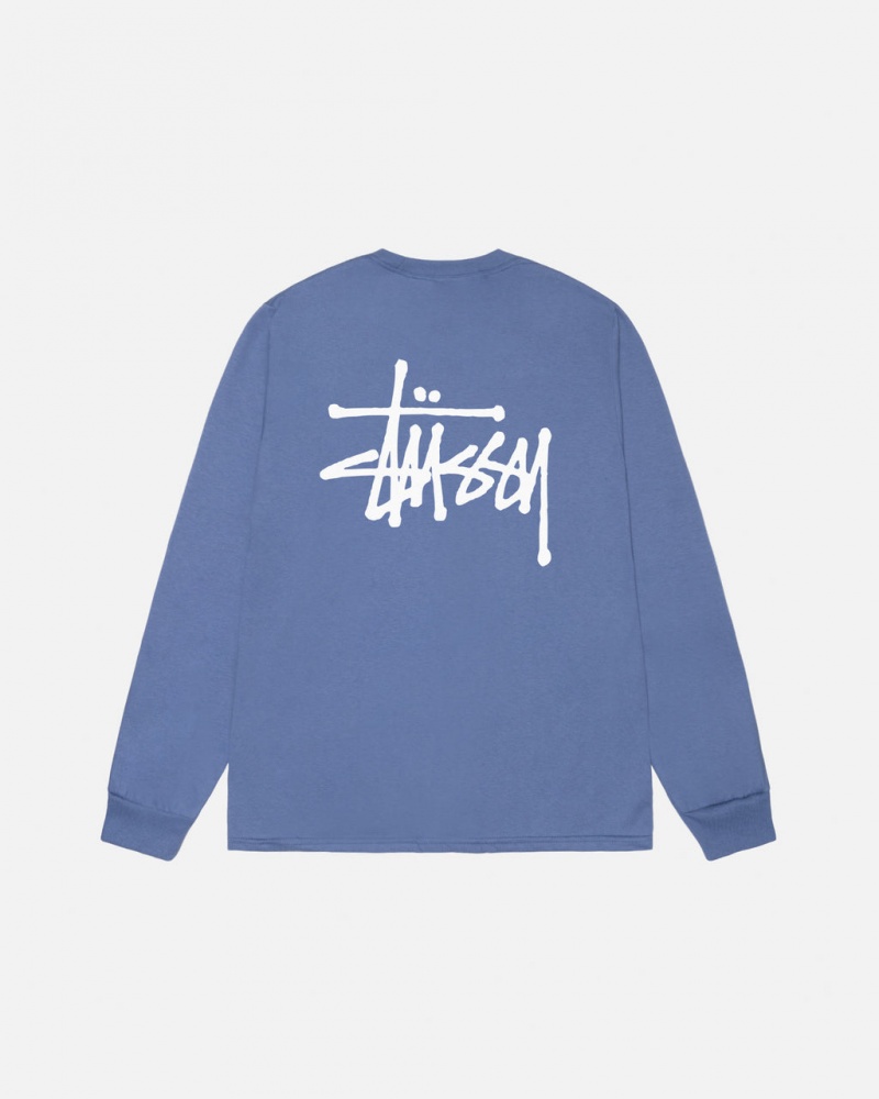 Stussy Basic Stussy Ls Tee Moški T Shirt Kraljevsko Modra Modre Slovenija | OUD-1152