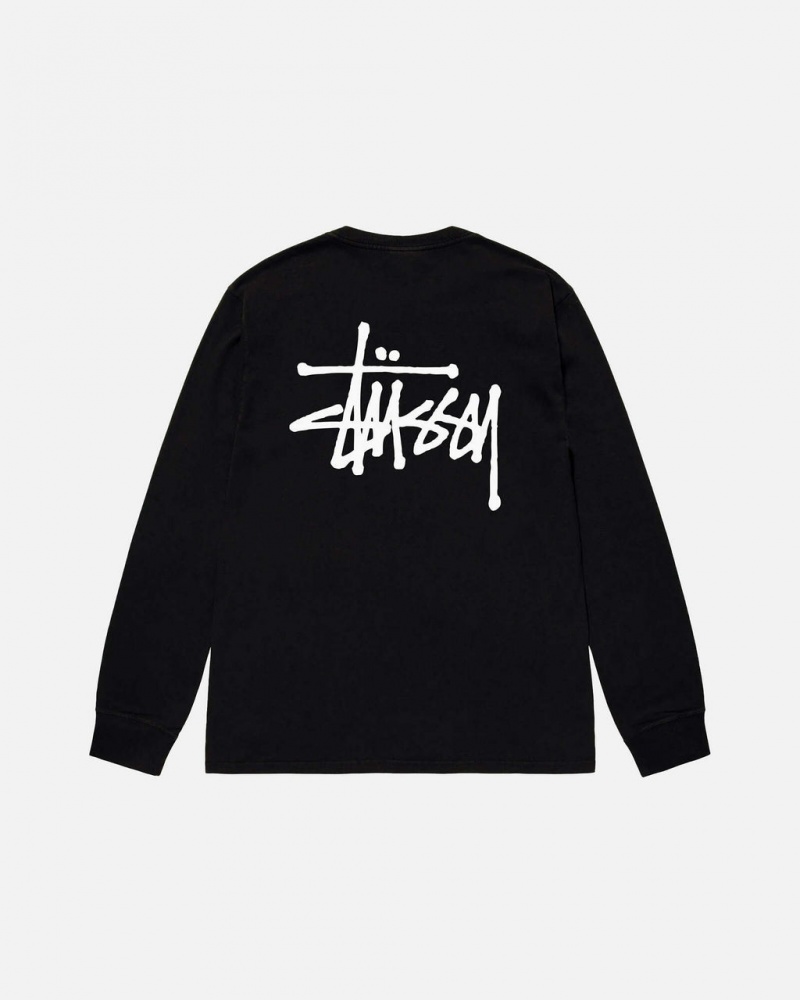 Stussy Basic Stussy Ls Tee Moški T Shirt Črne Slovenija | SIE-3599