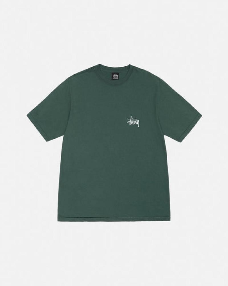 Stussy Basic Stussy Tee Pigment Dyed Moški T Shirt Zelene Slovenija | VJM-0350