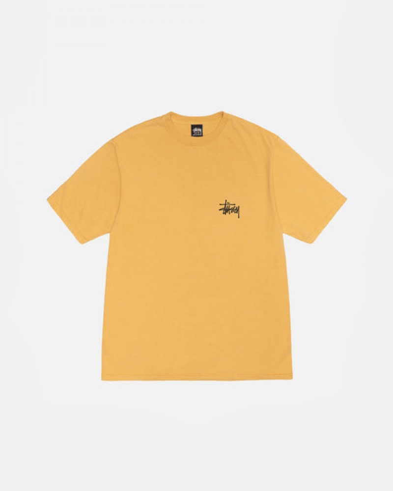 Stussy Basic Stussy Tee Pigment Dyed Moški T Shirt Rumene Slovenija | JEX-3007