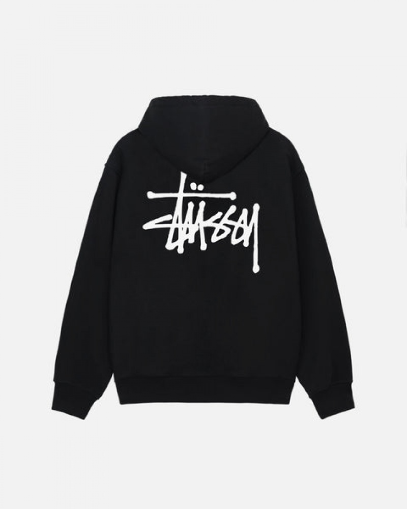 Stussy Basic Stussy Zip Hoodie Moški Pulover s Kapuco Črne Slovenija | PFR-4746