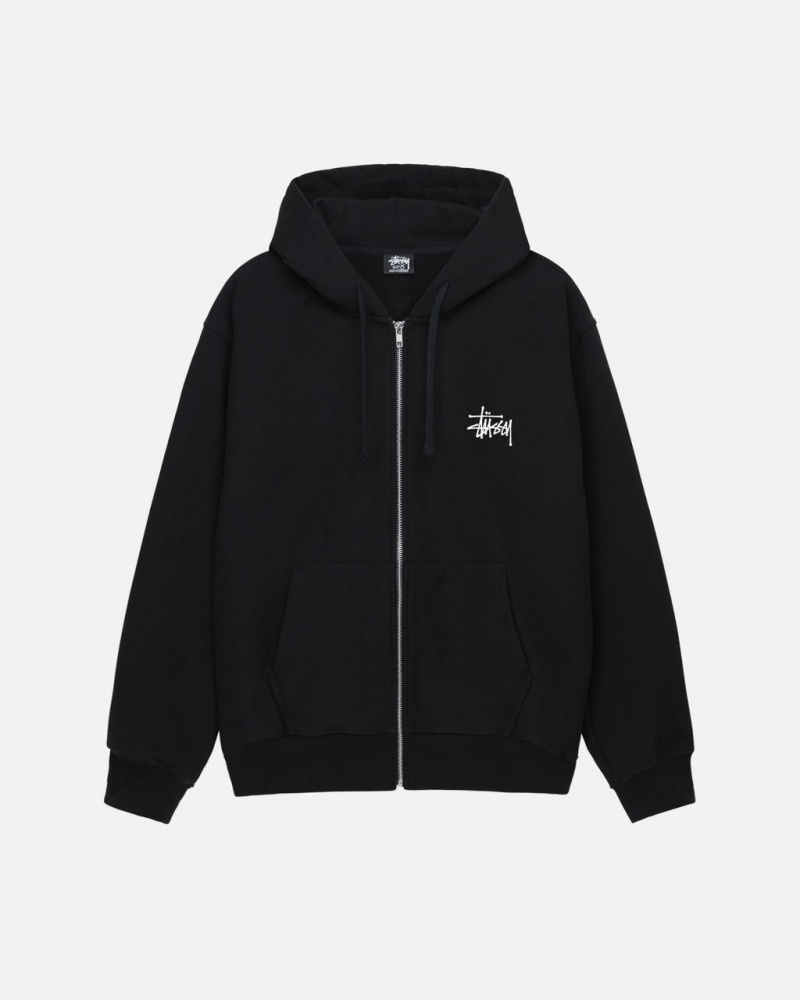 Stussy Basic Stussy Zip Hoodie Moški Pulover s Kapuco Črne Slovenija | PFR-4746