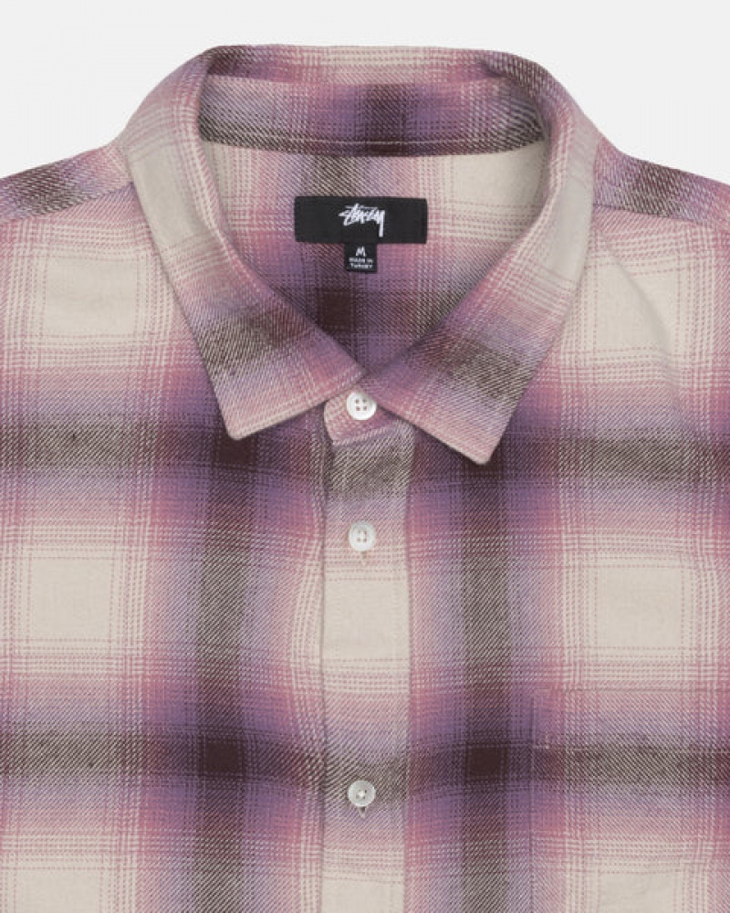 Stussy Bay Plaid Shirt Moški Srajce Bordo Slovenija | CIU-5955