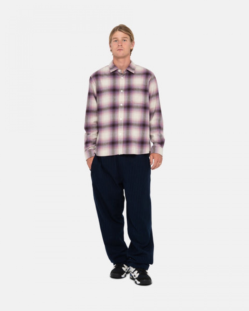 Stussy Bay Plaid Shirt Moški Srajce Bordo Slovenija | CIU-5955