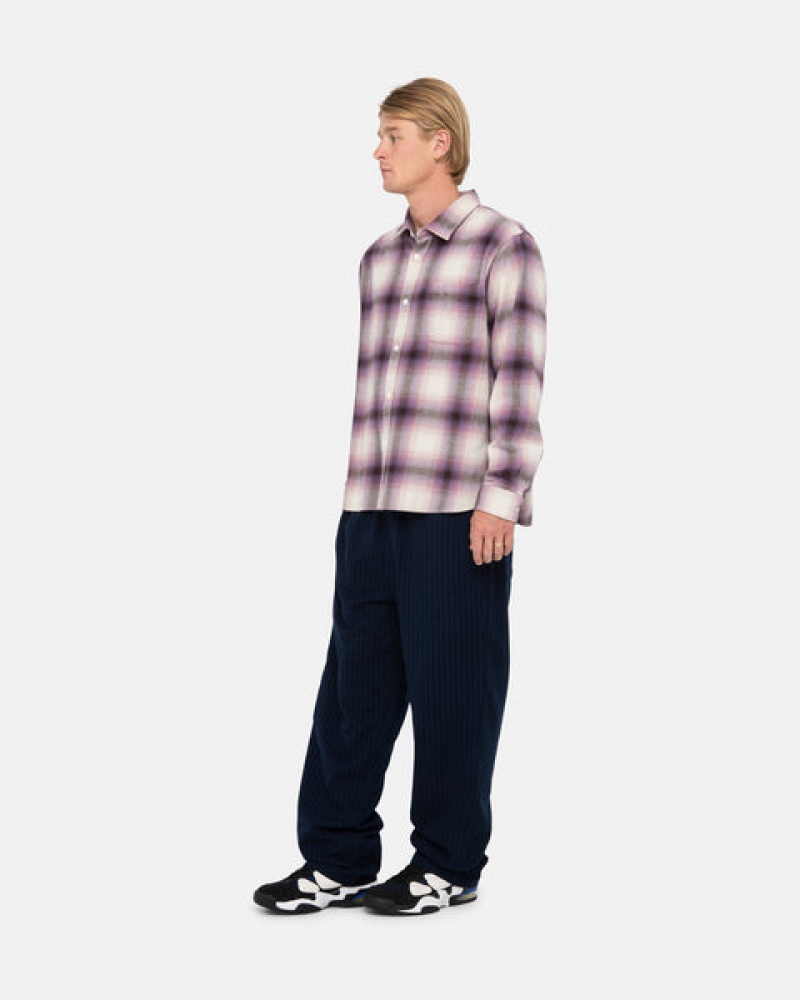 Stussy Bay Plaid Shirt Moški Srajce Bordo Slovenija | CIU-5955