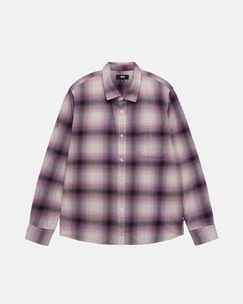 Stussy Bay Plaid Shirt Moški Srajce Bordo Slovenija | CIU-5955