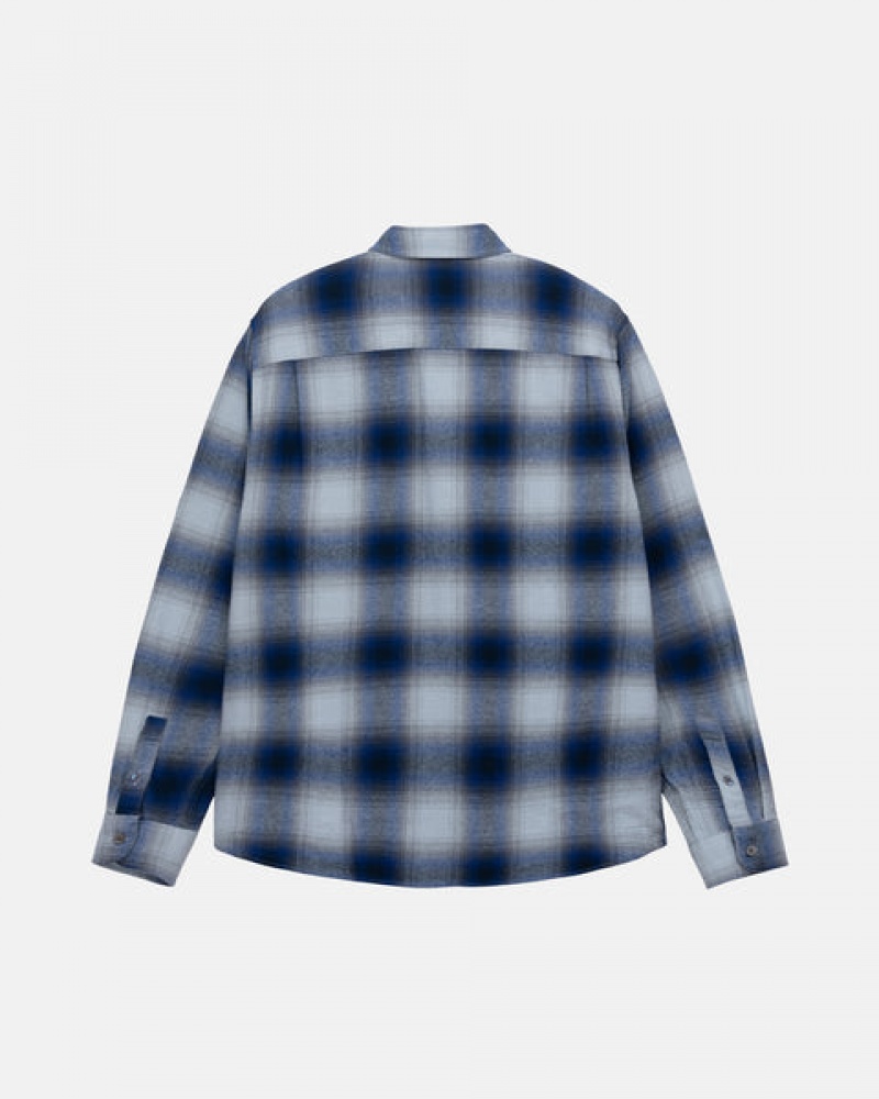 Stussy Bay Plaid Shirt Moški Srajčne Jakne Temno Modre Slovenija | KXL-3517