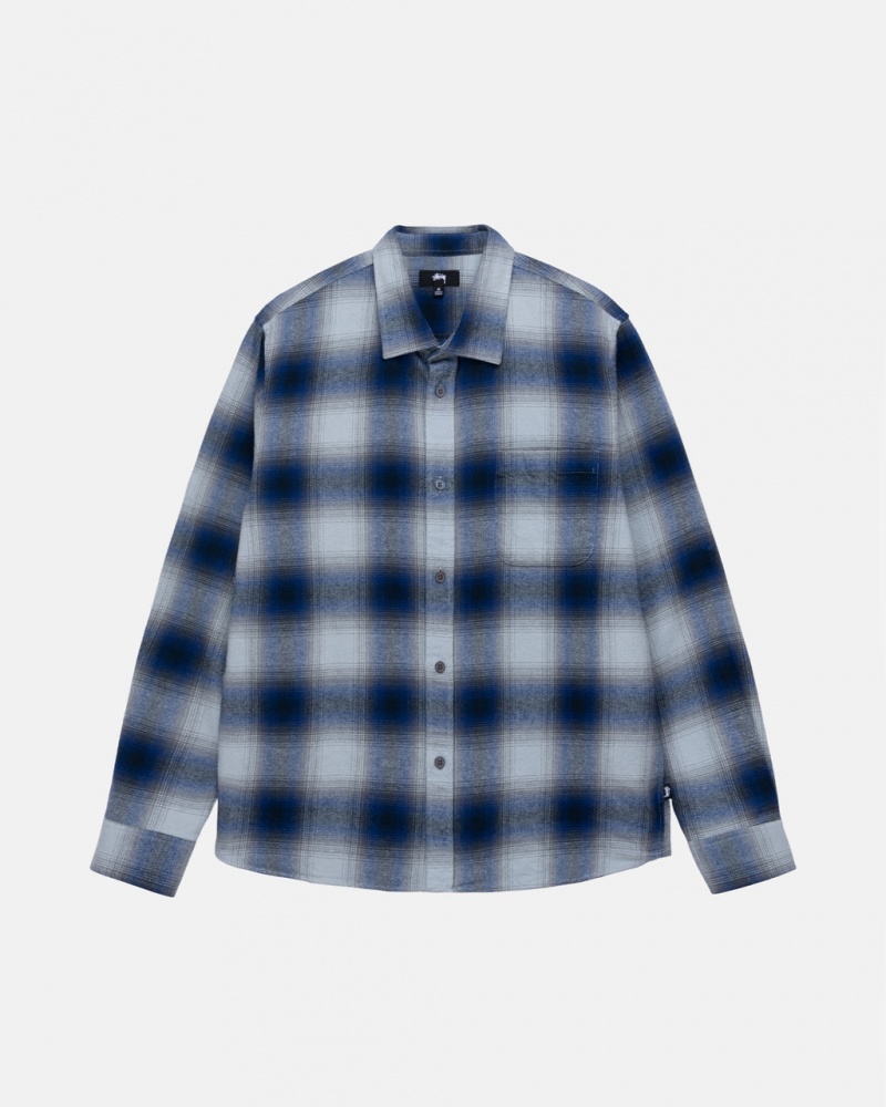 Stussy Bay Plaid Shirt Moški Srajčne Jakne Temno Modre Slovenija | KXL-3517