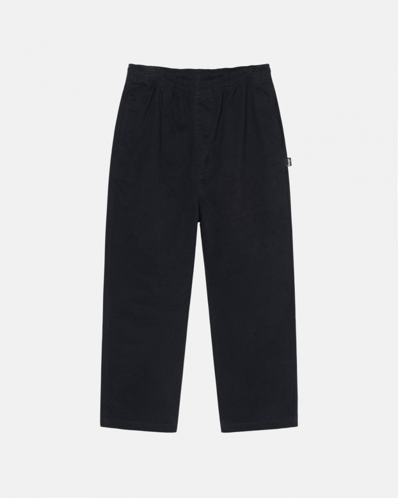 Stussy Beach Pant Brushed Cotton Moški Hlače Črne Slovenija | TWM-0478