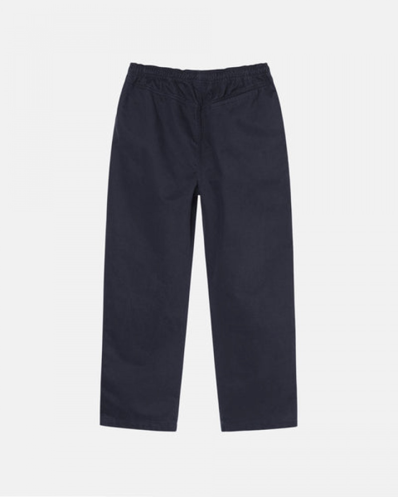 Stussy Beach Pant Brushed Cotton Moški Hlače Temno Modre Slovenija | CDH-2595