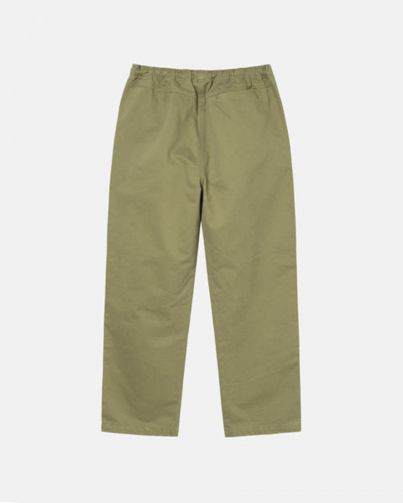 Stussy Beach Pant Brushed Cotton Moški Hlače Olivno Zelene Slovenija | ZZS-1669