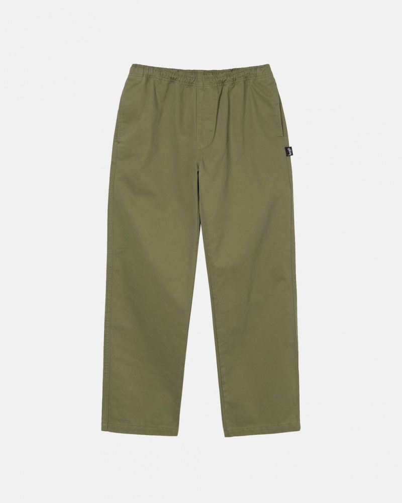 Stussy Beach Pant Brushed Cotton Moški Hlače Olivno Zelene Slovenija | ZZS-1669