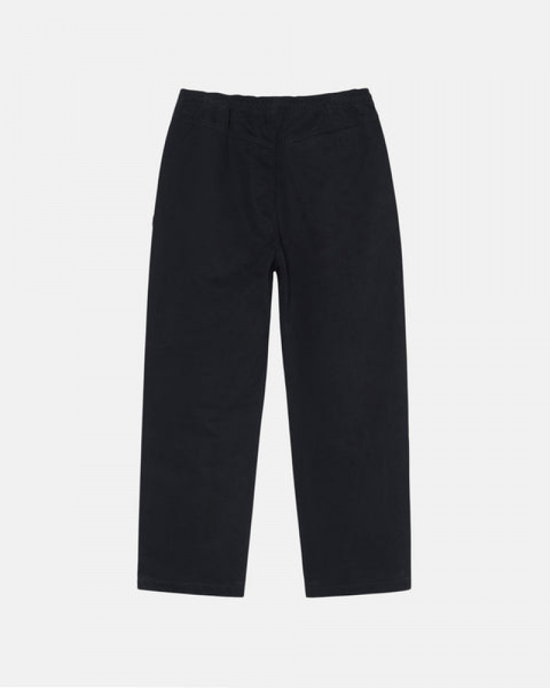 Stussy Beach Pant Brushed Cotton Ženski Hlače Črne Slovenija | ZTT-3465