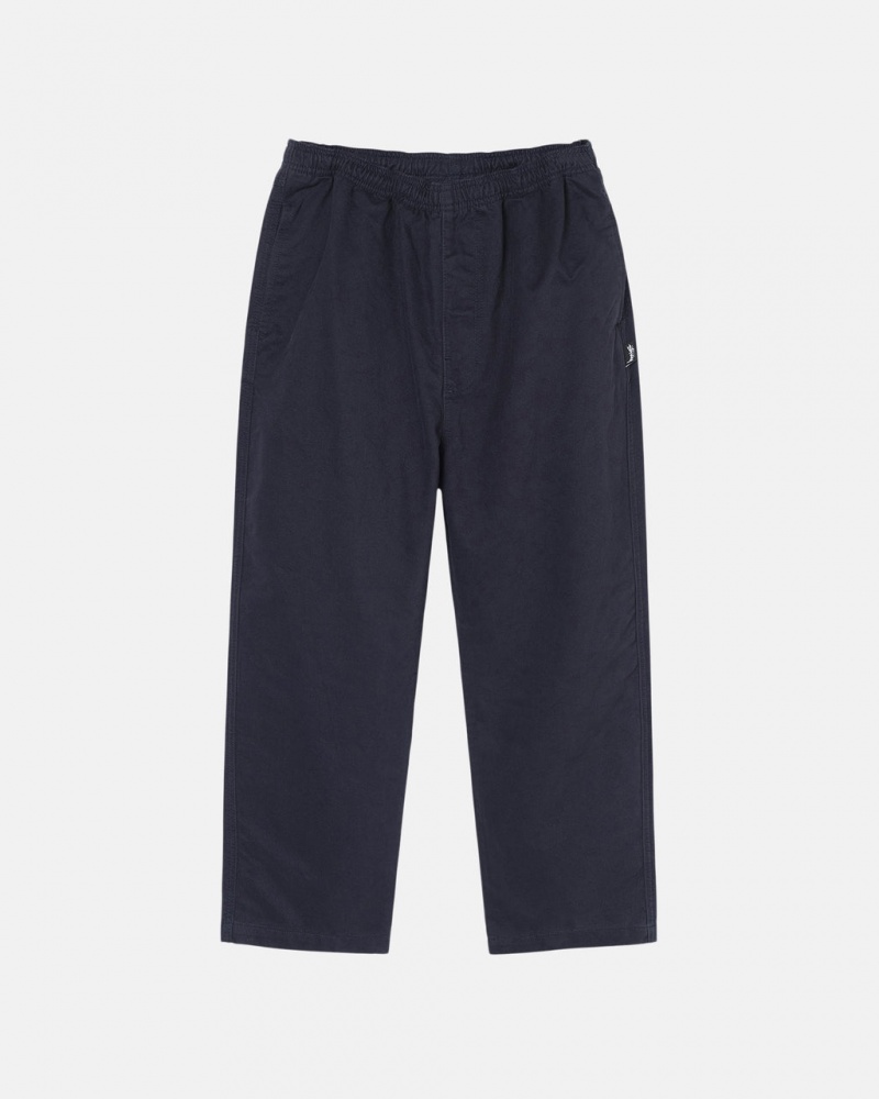 Stussy Beach Pant Brushed Cotton Ženski Hlače Temno Modre Slovenija | SKG-8993