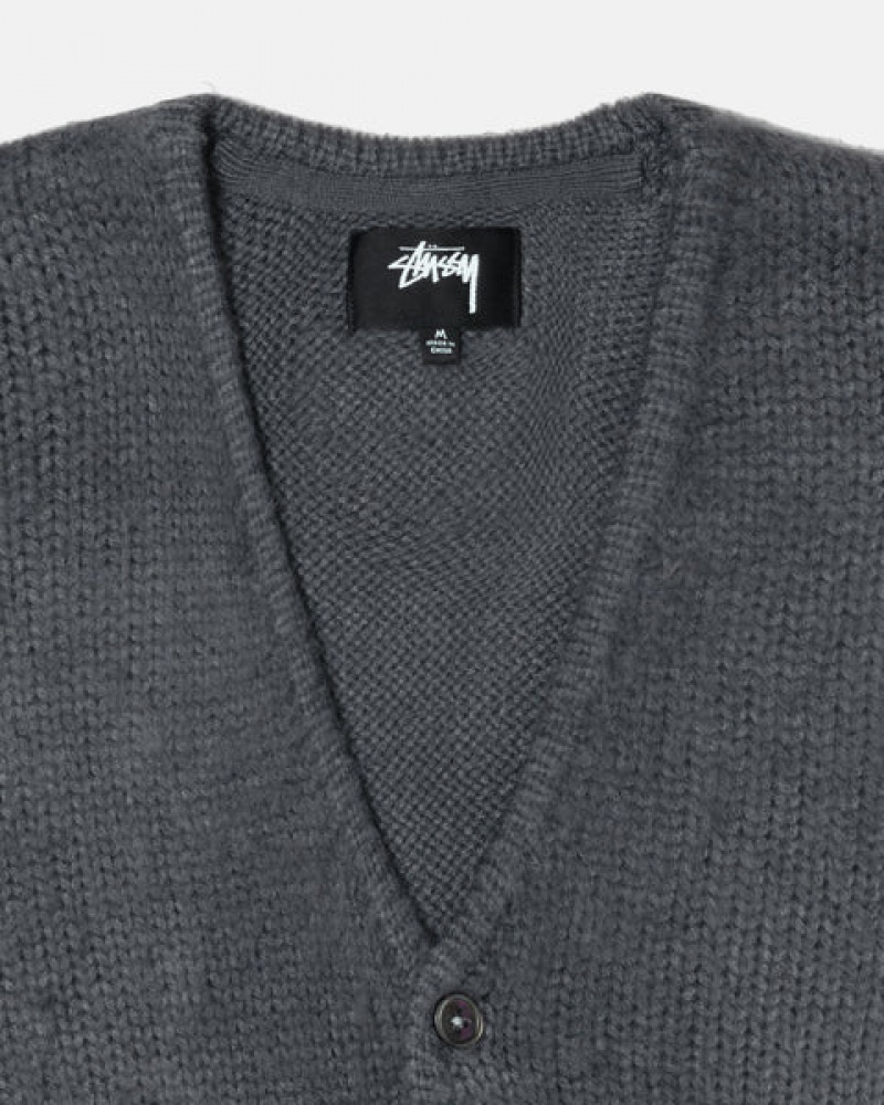 Stussy Brushed Cardigan Ženski Puloverji Charcoal Slovenija | EOP-8743