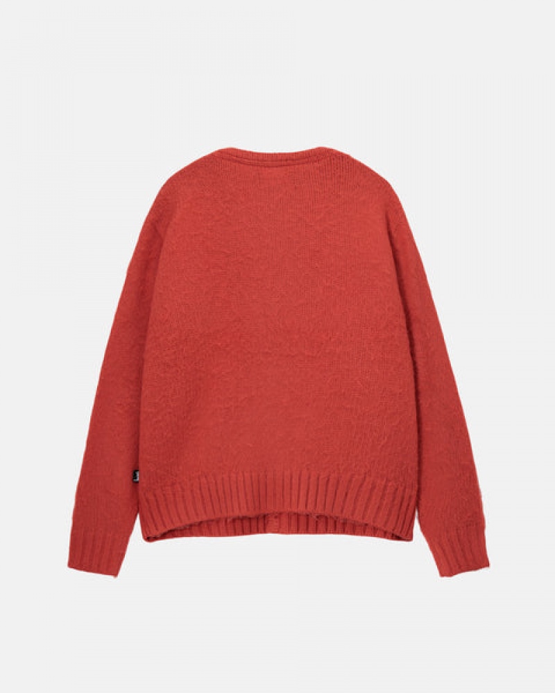 Stussy Brushed Cardigan Ženski Puloverji Rdeče Slovenija | WQT-3175