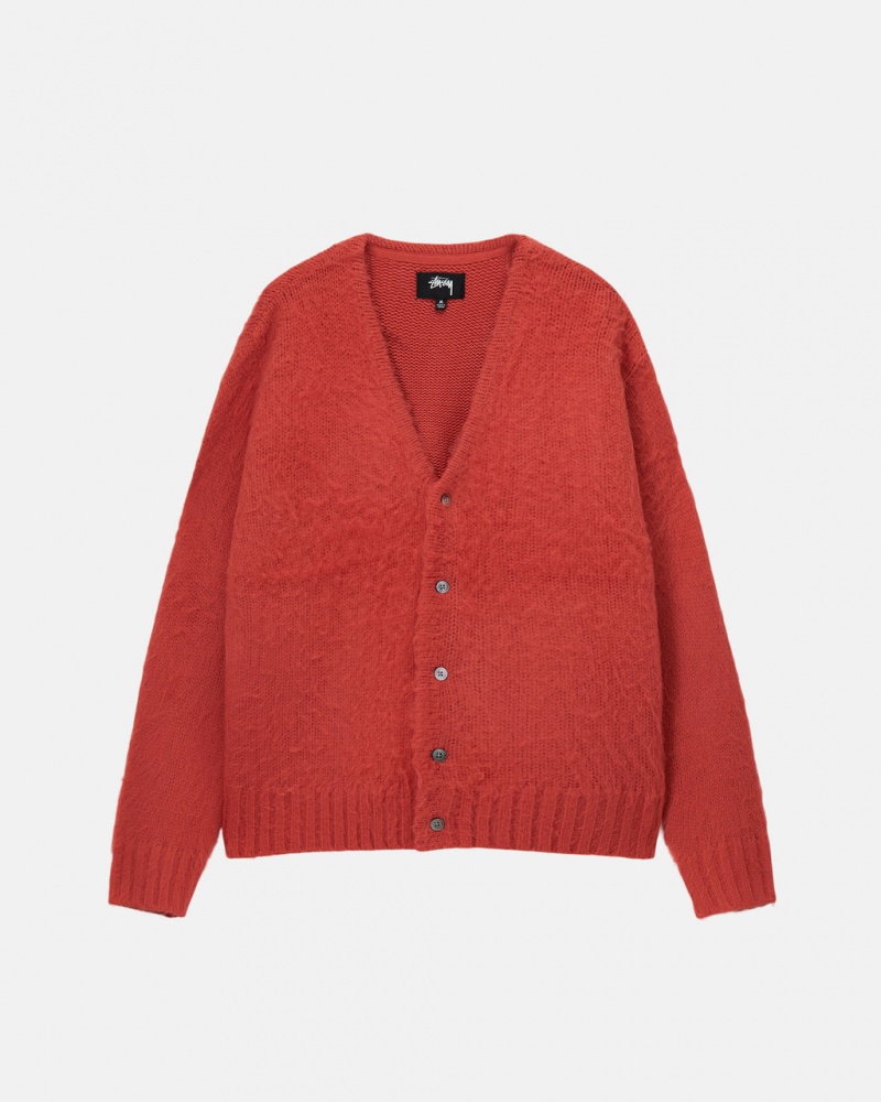 Stussy Brushed Cardigan Ženski Puloverji Rdeče Slovenija | WQT-3175