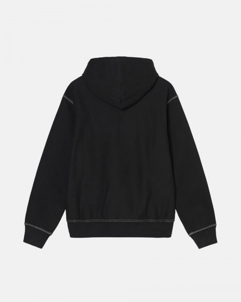 Stussy Contrast Stitch Label Hoodie Moški Pulover s Kapuco Črne Slovenija | BHN-3552