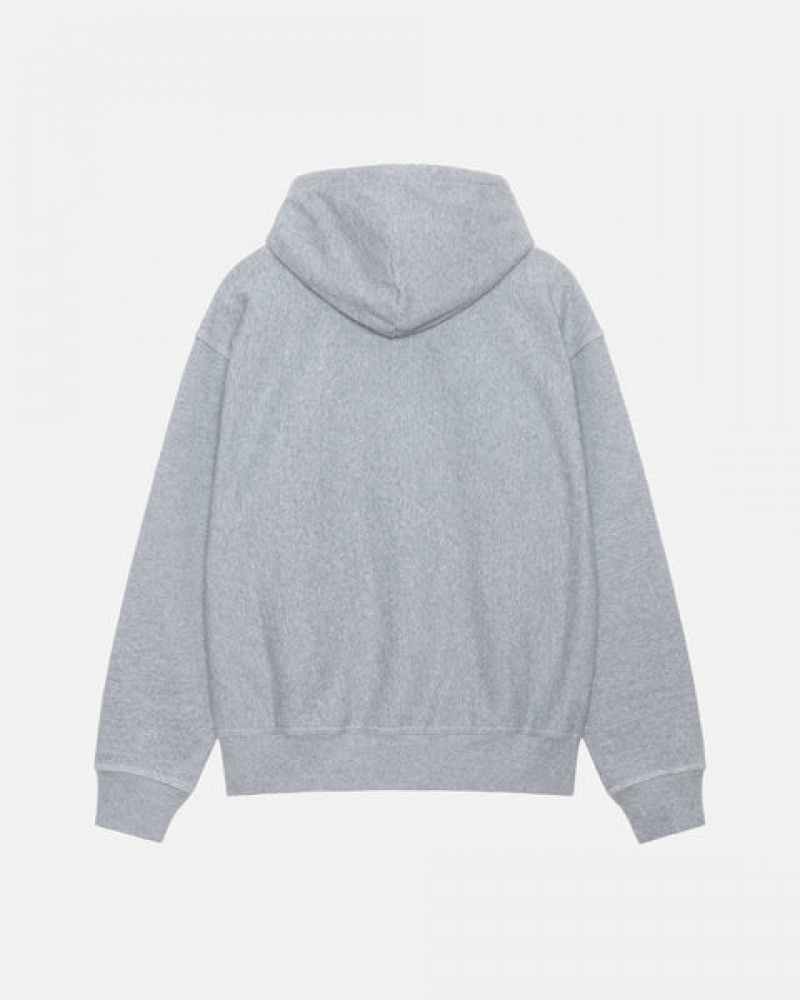 Stussy Contrast Stitch Label Hoodie Moški Pulover s Kapuco Sive Slovenija | QIG-3641