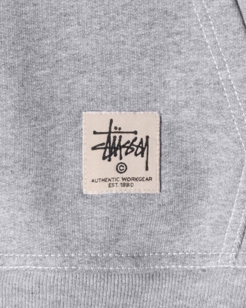 Stussy Contrast Stitch Label Hoodie Moški Pulover s Kapuco Sive Slovenija | QIG-3641