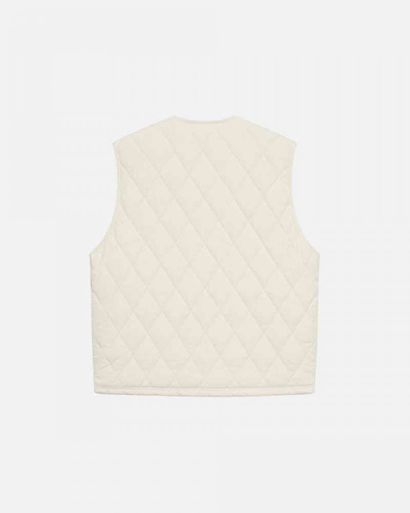 Stussy Diamond Prešite Vest Moški Telovnik Kremna Slovenija | FAU-0729