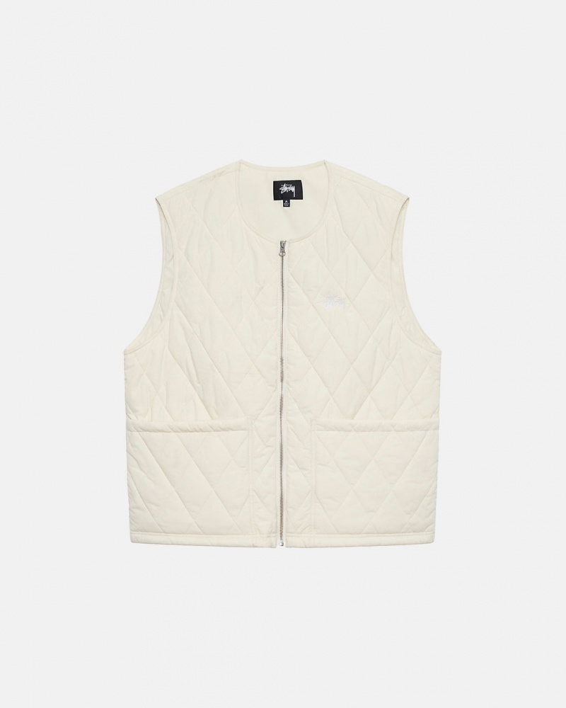 Stussy Diamond Prešite Vest Moški Telovnik Kremna Slovenija | FAU-0729