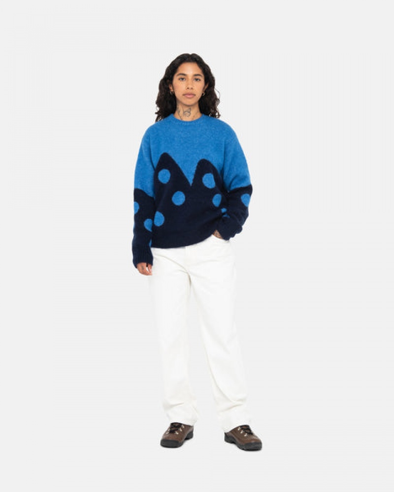 Stussy Dice Fuzzy Crew Moški Puloverji Modre Slovenija | CPJ-0030