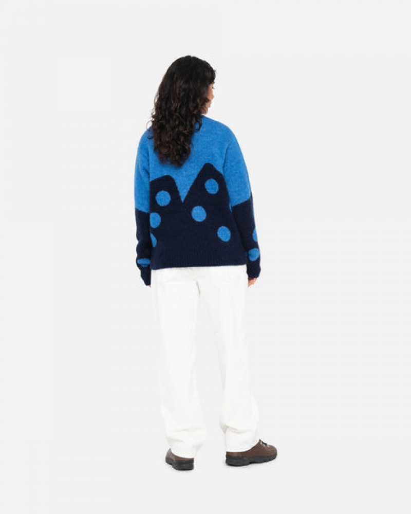 Stussy Dice Fuzzy Crew Ženski Puloverji Modre Slovenija | EYS-7427