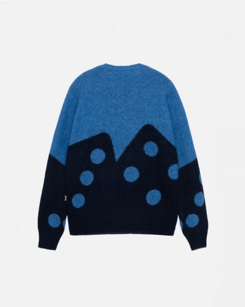 Stussy Dice Fuzzy Crew Ženski Puloverji Modre Slovenija | EYS-7427