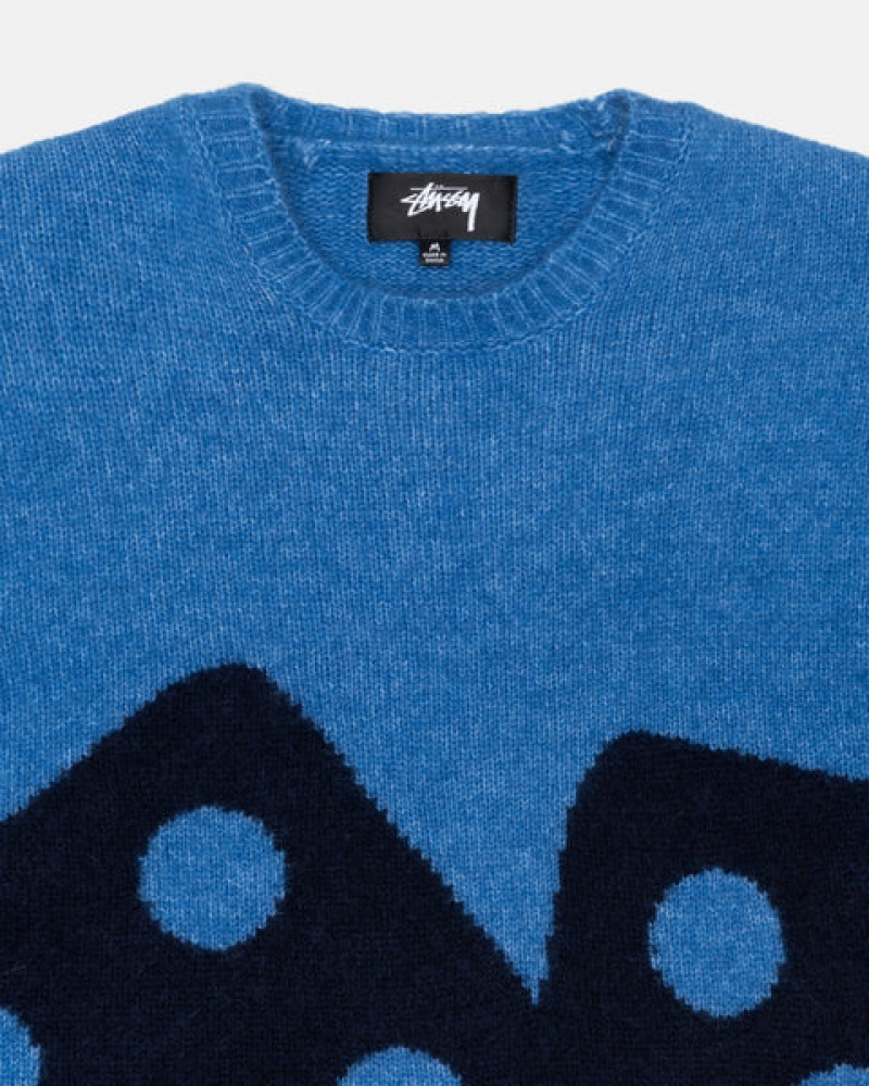 Stussy Dice Fuzzy Crew Ženski Puloverji Modre Slovenija | EYS-7427