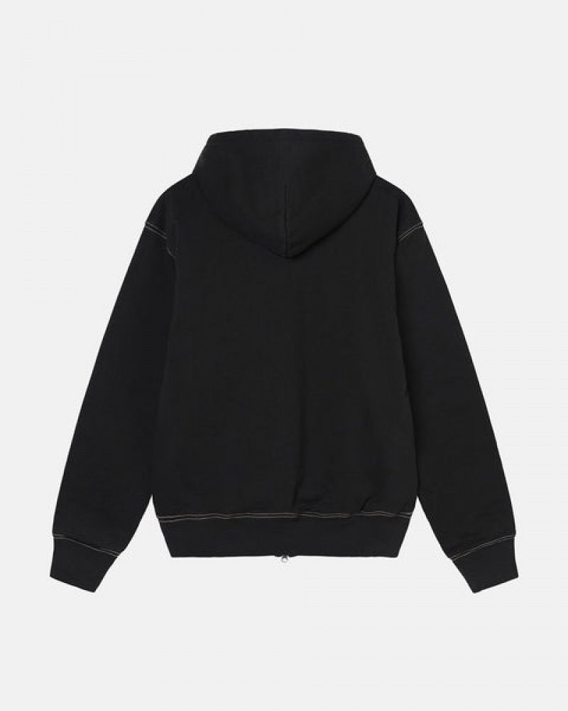 Stussy Double Face Label Zip Hoodie Moški Pulover s Kapuco Črne Slovenija | OSY-9259