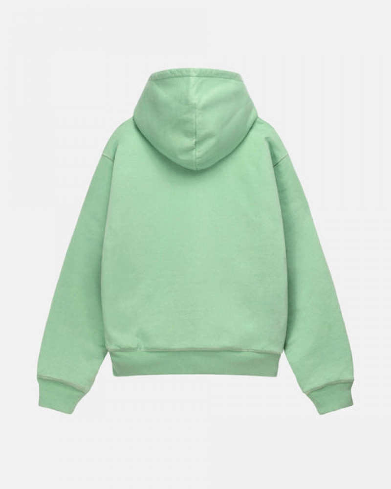 Stussy Double Face Label Zip Hoodie Ženski Pulover s Kapuco Zelene Slovenija | JID-5879