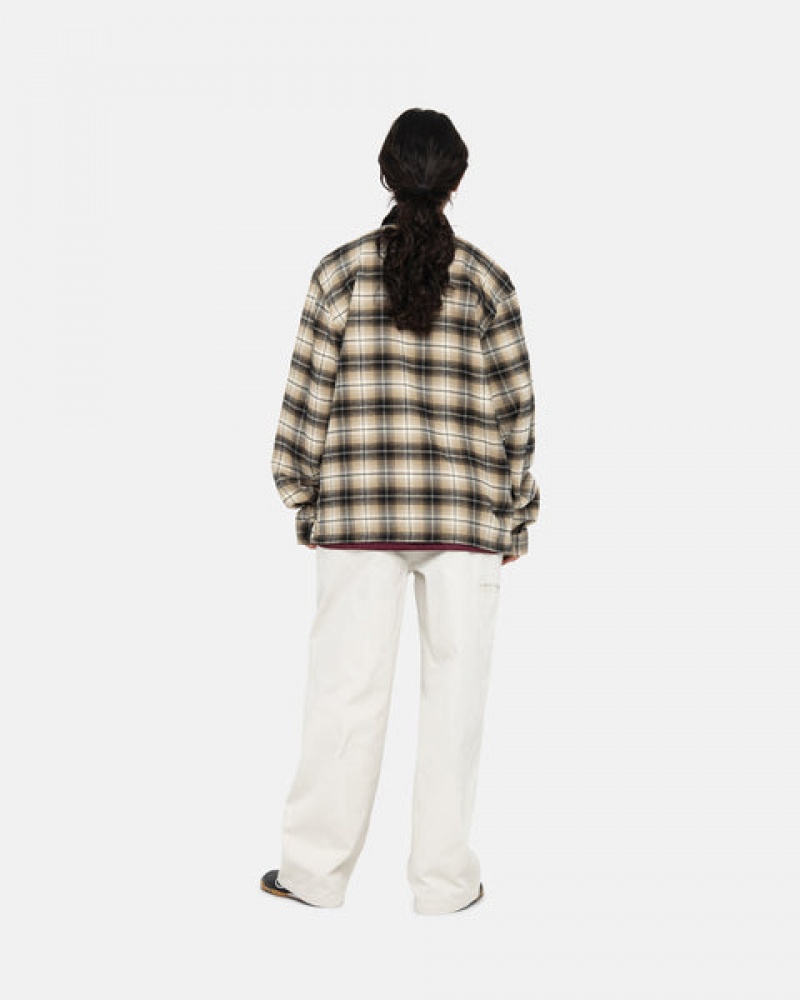 Stussy Frank Plaid Zip Shirt Moški Srajce Temno Sive Slovenija | ZVX-6222