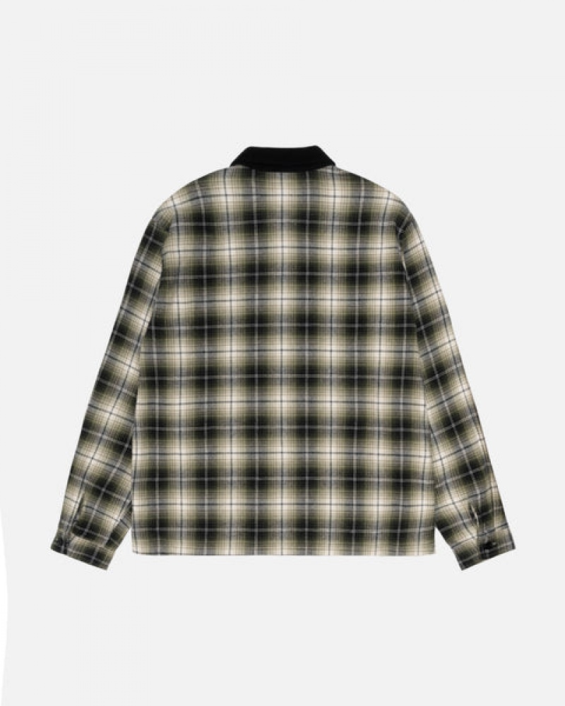 Stussy Frank Plaid Zip Shirt Moški Srajce Temno Sive Slovenija | ZVX-6222