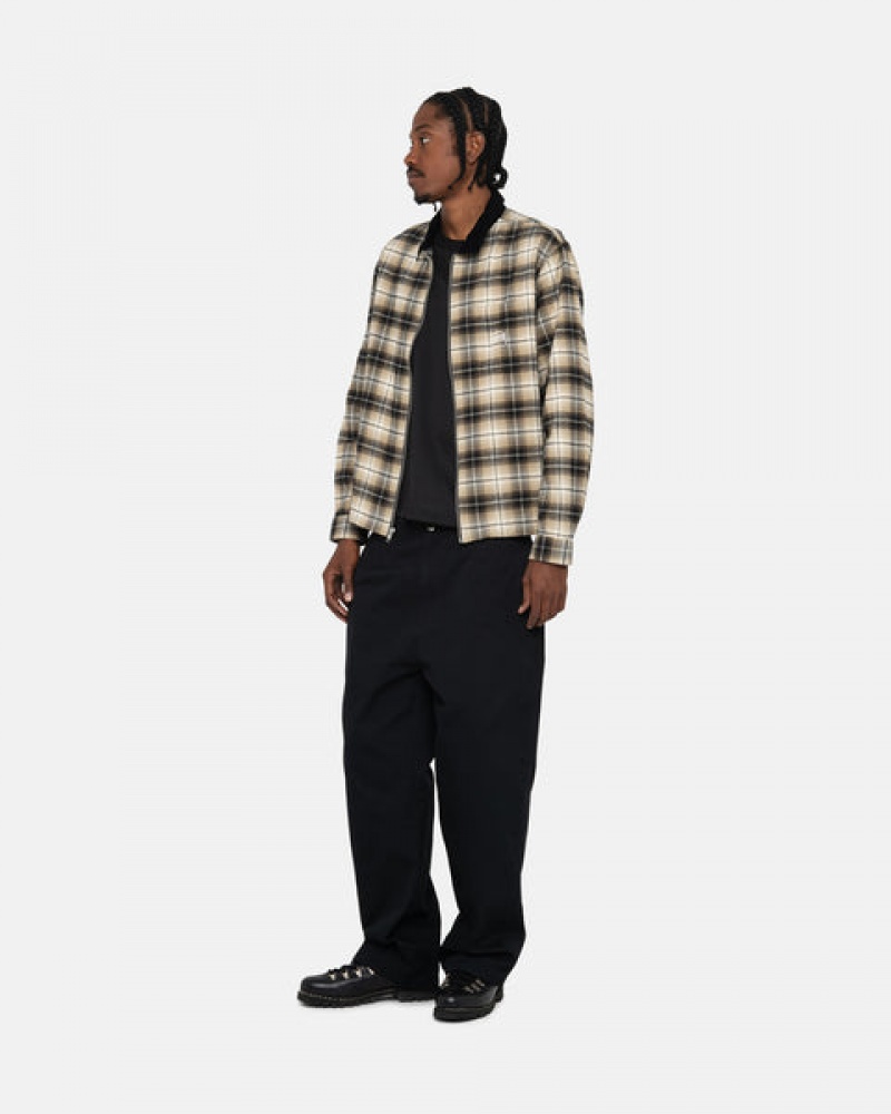 Stussy Frank Plaid Zip Shirt Moški Srajce Temno Sive Slovenija | ZVX-6222