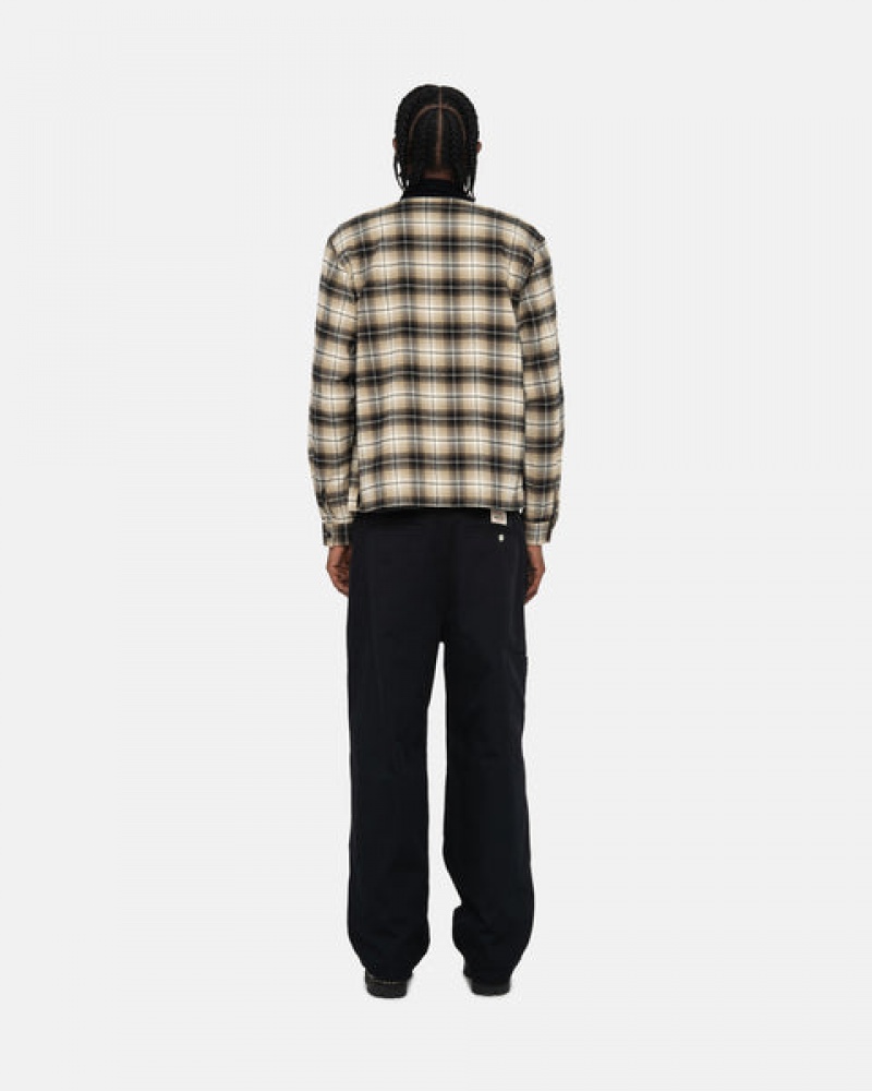 Stussy Frank Plaid Zip Shirt Moški Srajce Temno Sive Slovenija | ZVX-6222