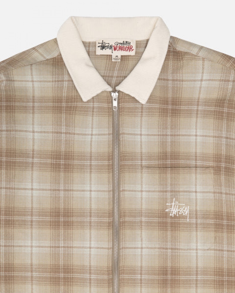 Stussy Frank Plaid Zip Shirt Ženski Srajce Rjave Slovenija | UBQ-7992