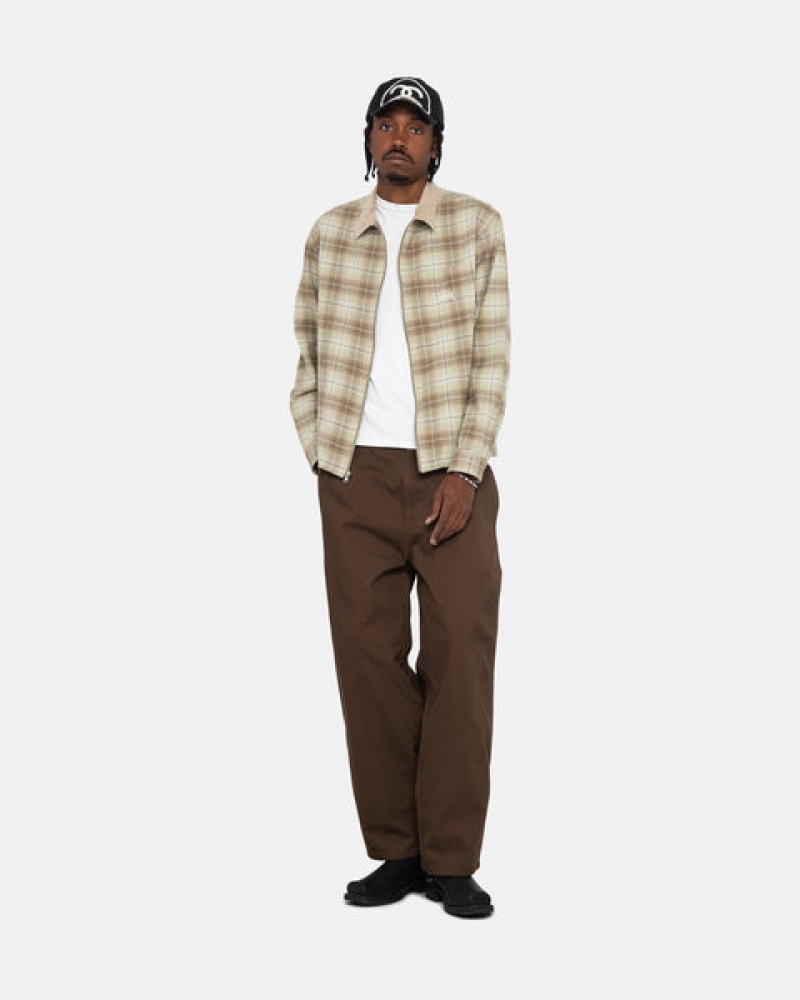 Stussy Frank Plaid Zip Shirt Ženski Srajce Rjave Slovenija | UBQ-7992