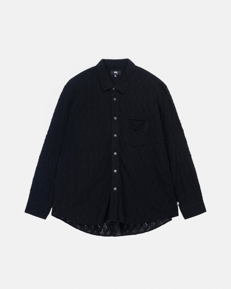 Stussy Lace Ls Shirt Moški Srajce Črne Slovenija | XGH-9611