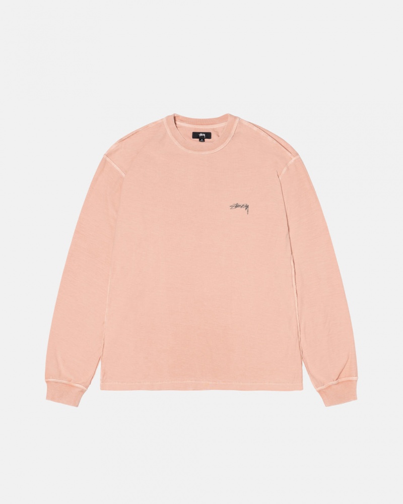 Stussy Lazy Ls Tee Moški Topi Svetlo Roza Slovenija | QCJ-9985