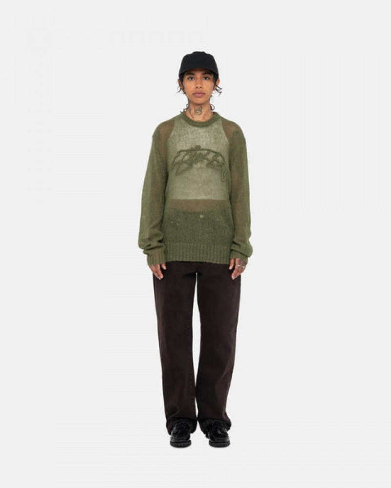 Stussy Loose Knit Sweater Moški Puloverji Olivno Zelene Slovenija | JWW-1619