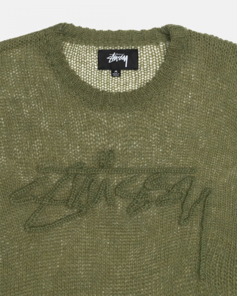 Stussy Loose Knit Sweater Ženski Puloverji Olivno Zelene Slovenija | SMV-8542