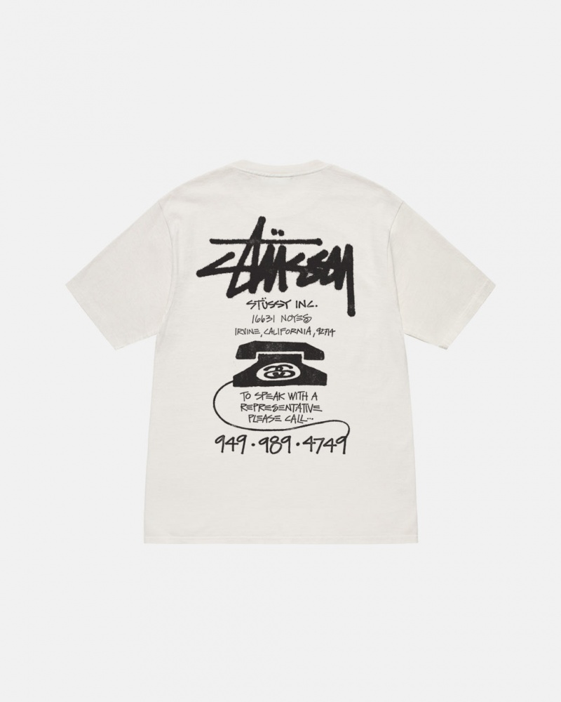 Stussy Old Phone Tee Pigment Dyed Moški T Shirt Bež Slovenija | GNK-5361