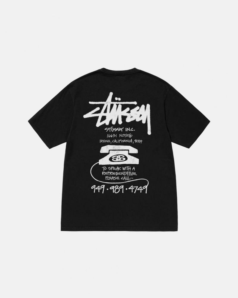 Stussy Old Phone Tee Pigment Dyed Moški T Shirt Črne Slovenija | DRX-2702