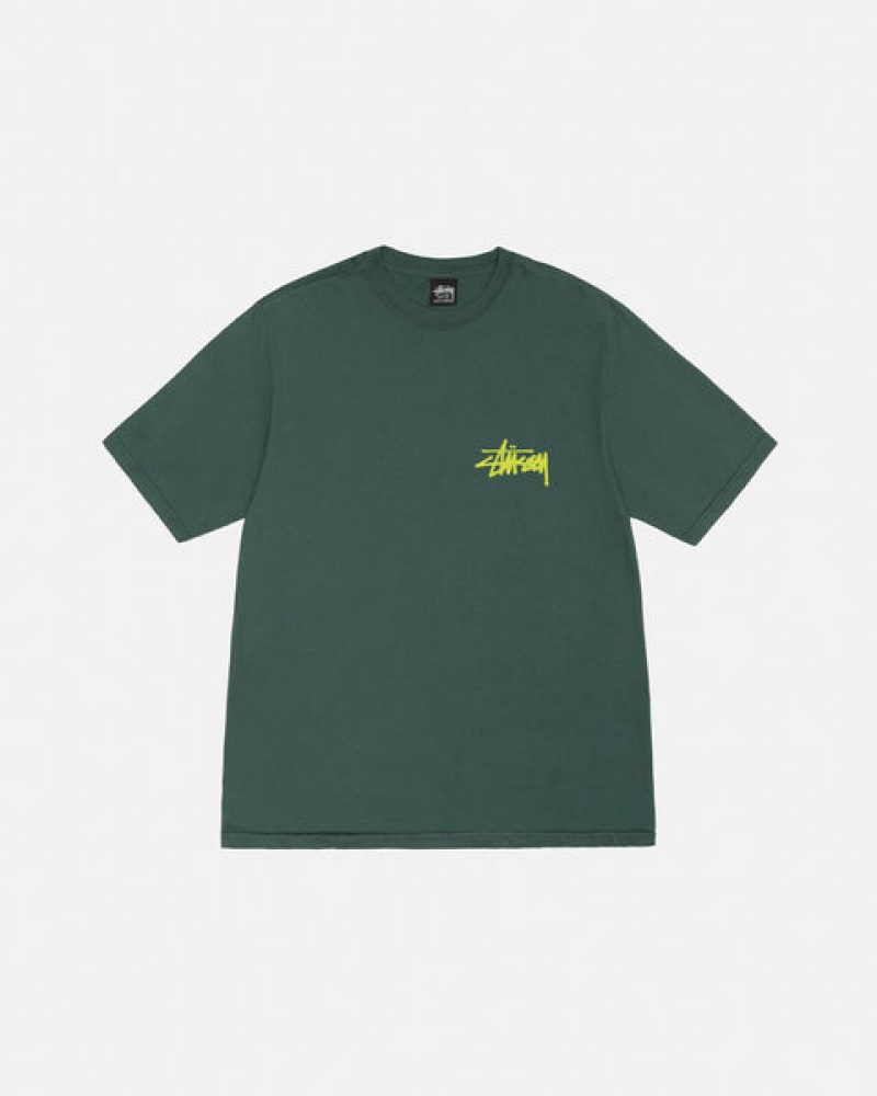 Stussy Old Phone Tee Pigment Dyed Moški T Shirt Zelene Slovenija | STT-1751