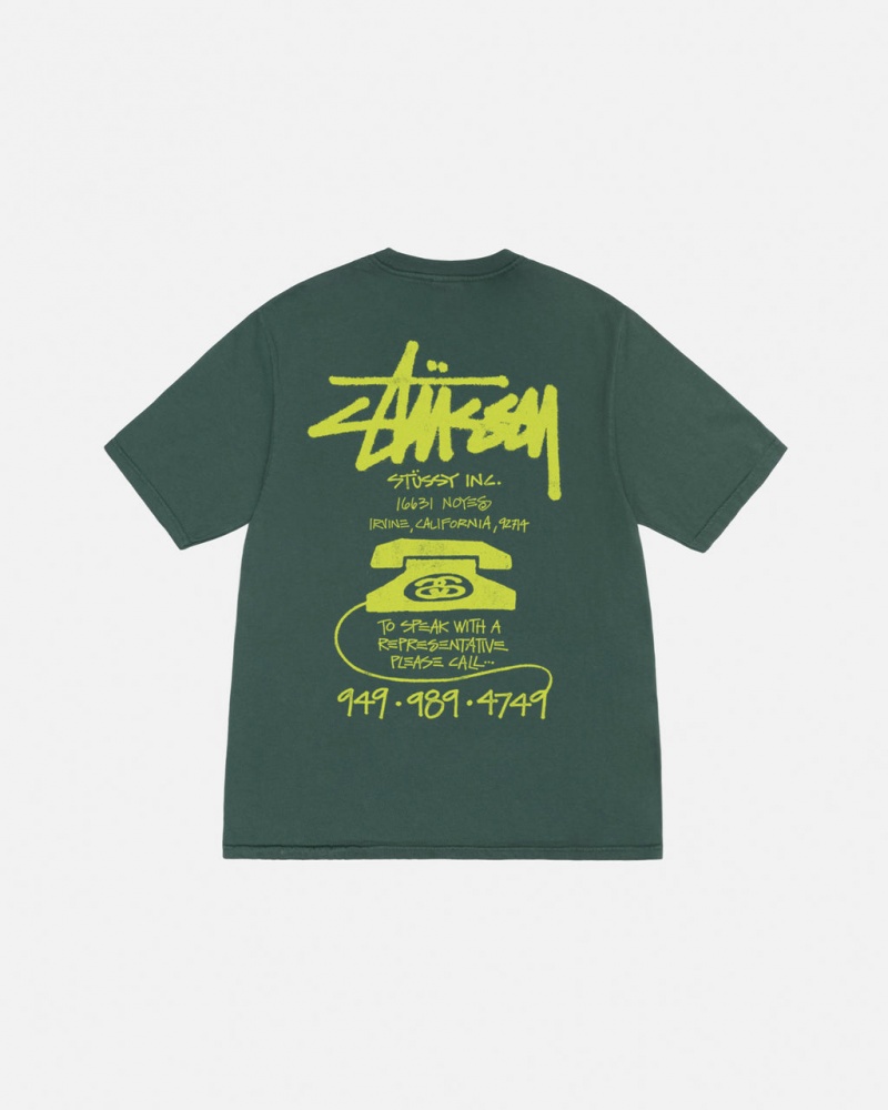 Stussy Old Phone Tee Pigment Dyed Moški T Shirt Zelene Slovenija | STT-1751