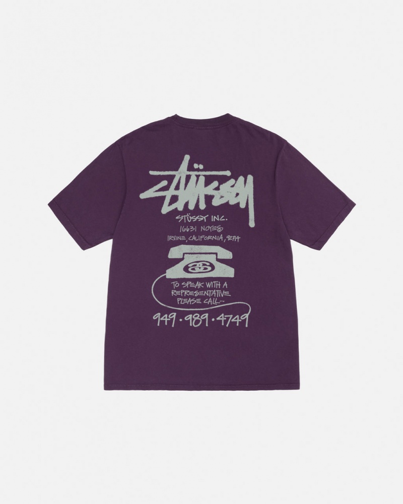 Stussy Old Phone Tee Pigment Dyed Moški T Shirt Vijolične Slovenija | HSZ-9360