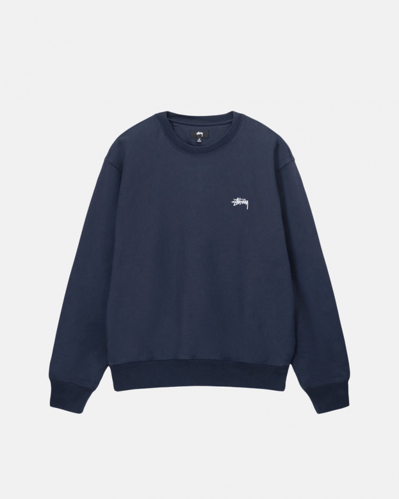 Stussy Overdyed Stock Logo Crew Moški Puloverji Temno Modre Slovenija | HQT-6857